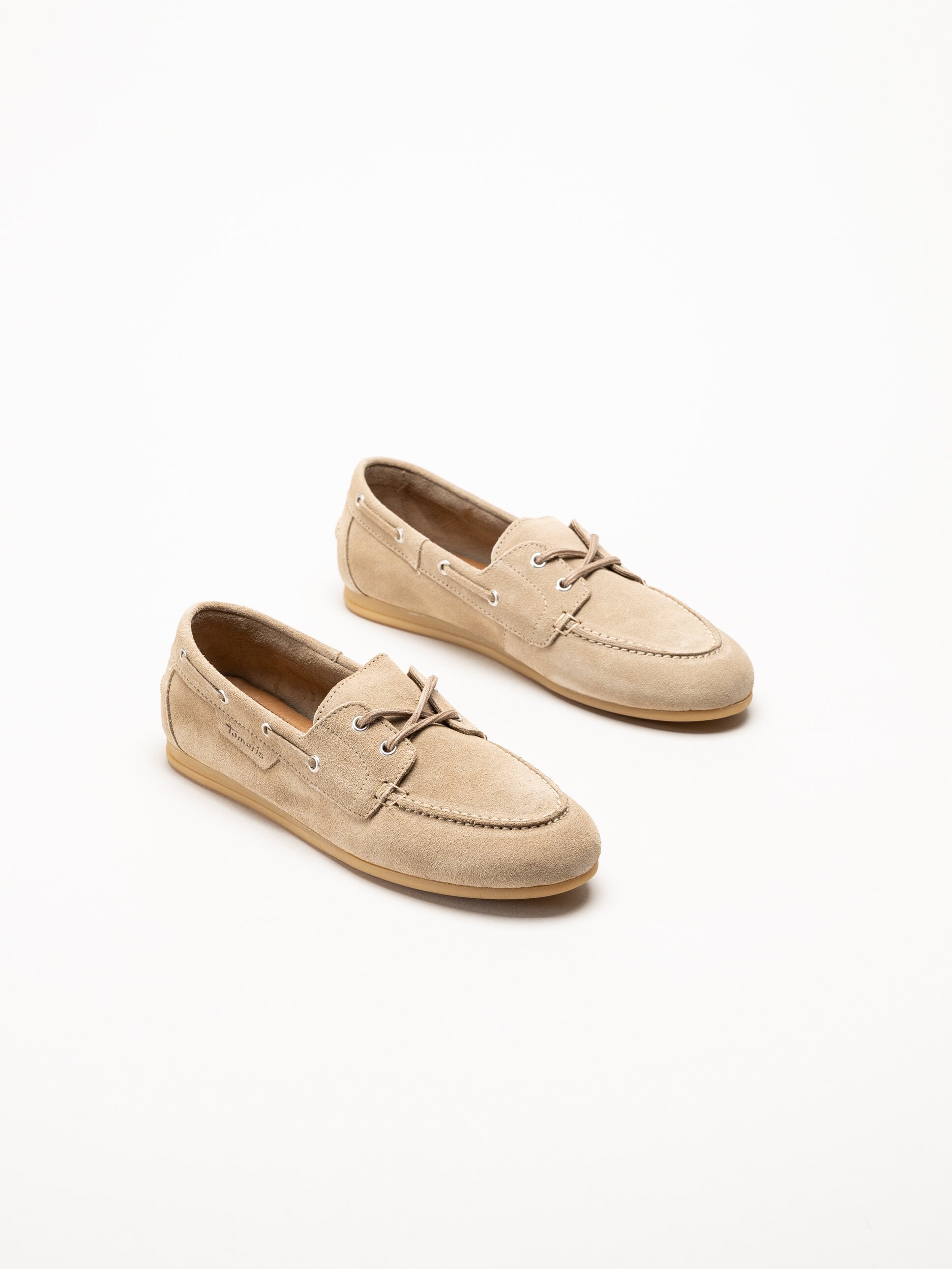 Tamaris - Beige loafers i mocka