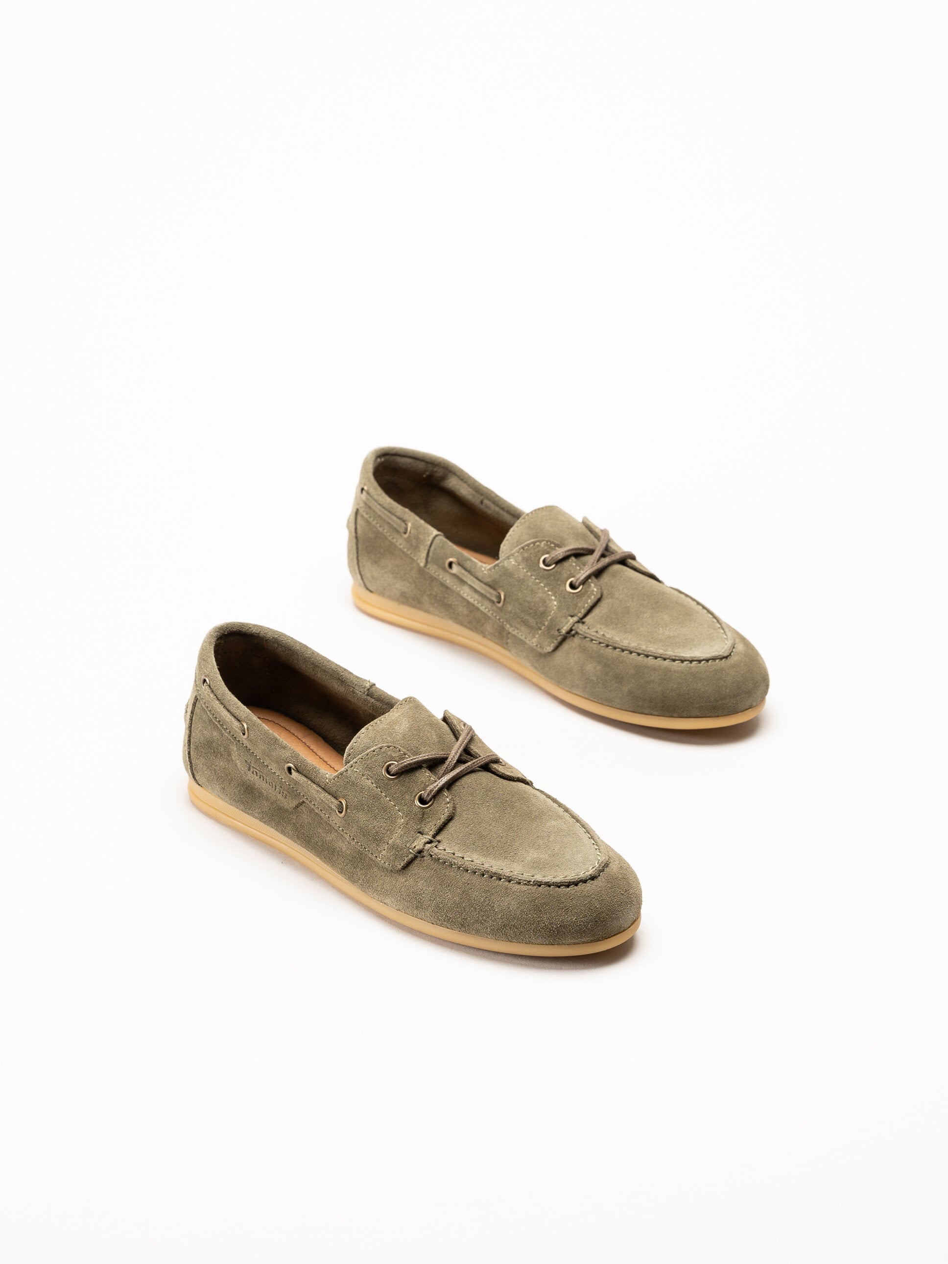 Tamaris - Gröna loafers i mocka