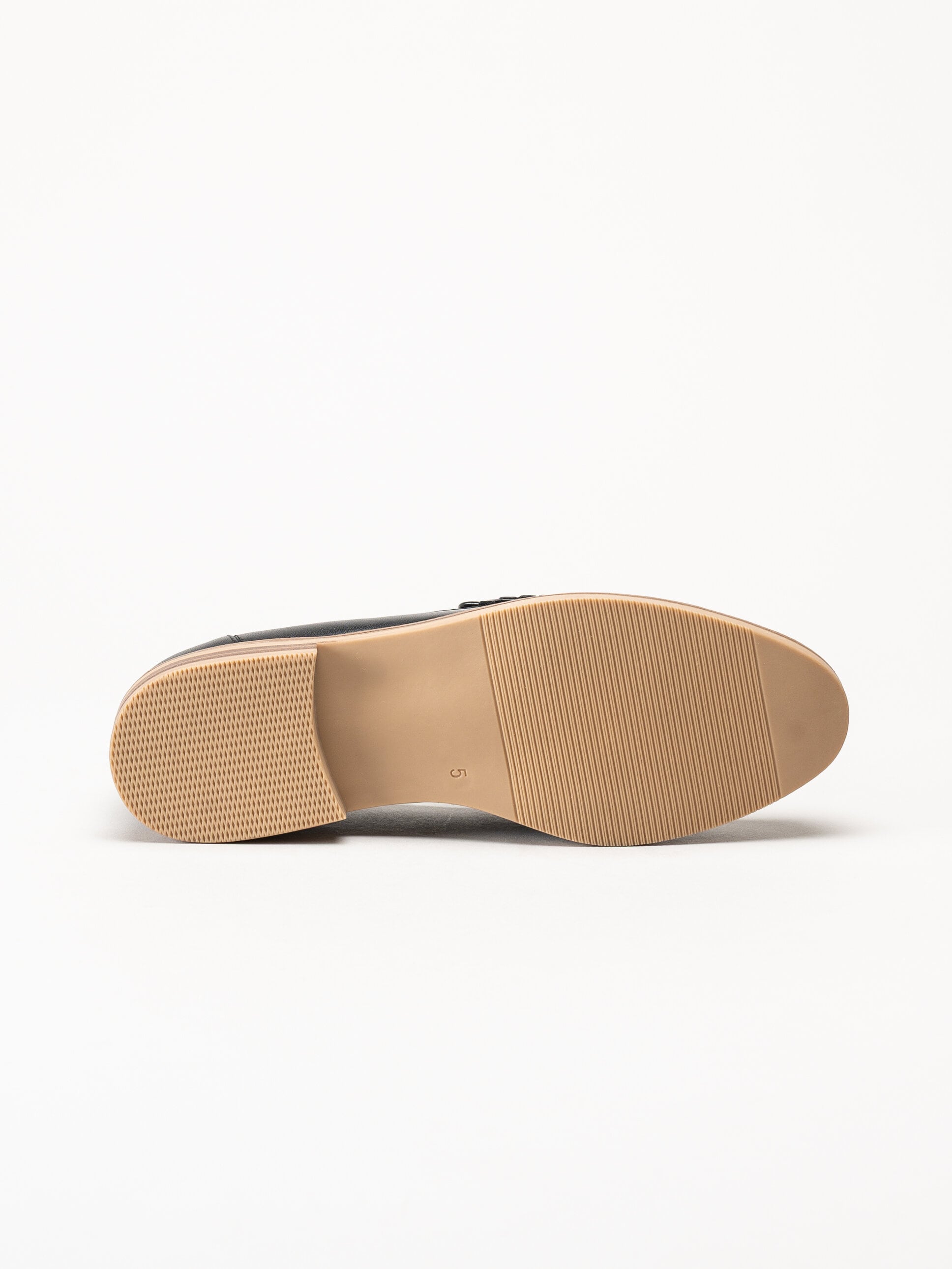 Caprice - Svarta pennyloafers i skinn