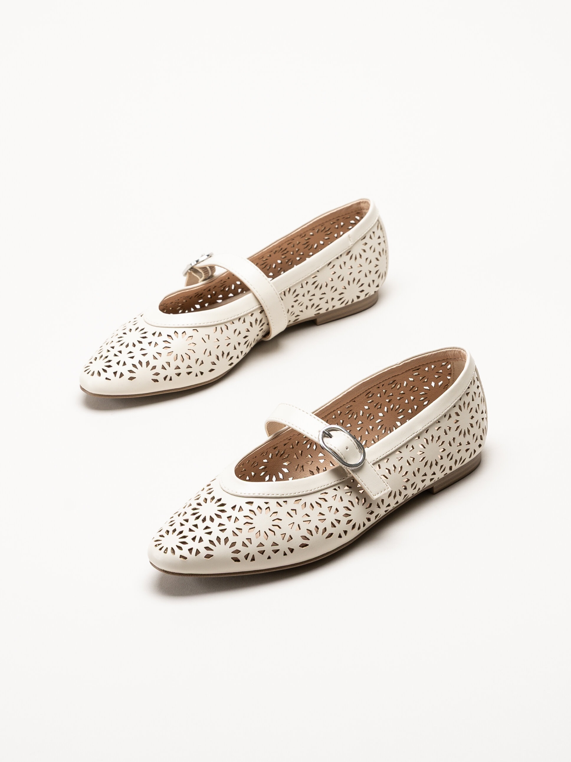 Marco Tozzi - Offwhite ballerinaskor med sleif