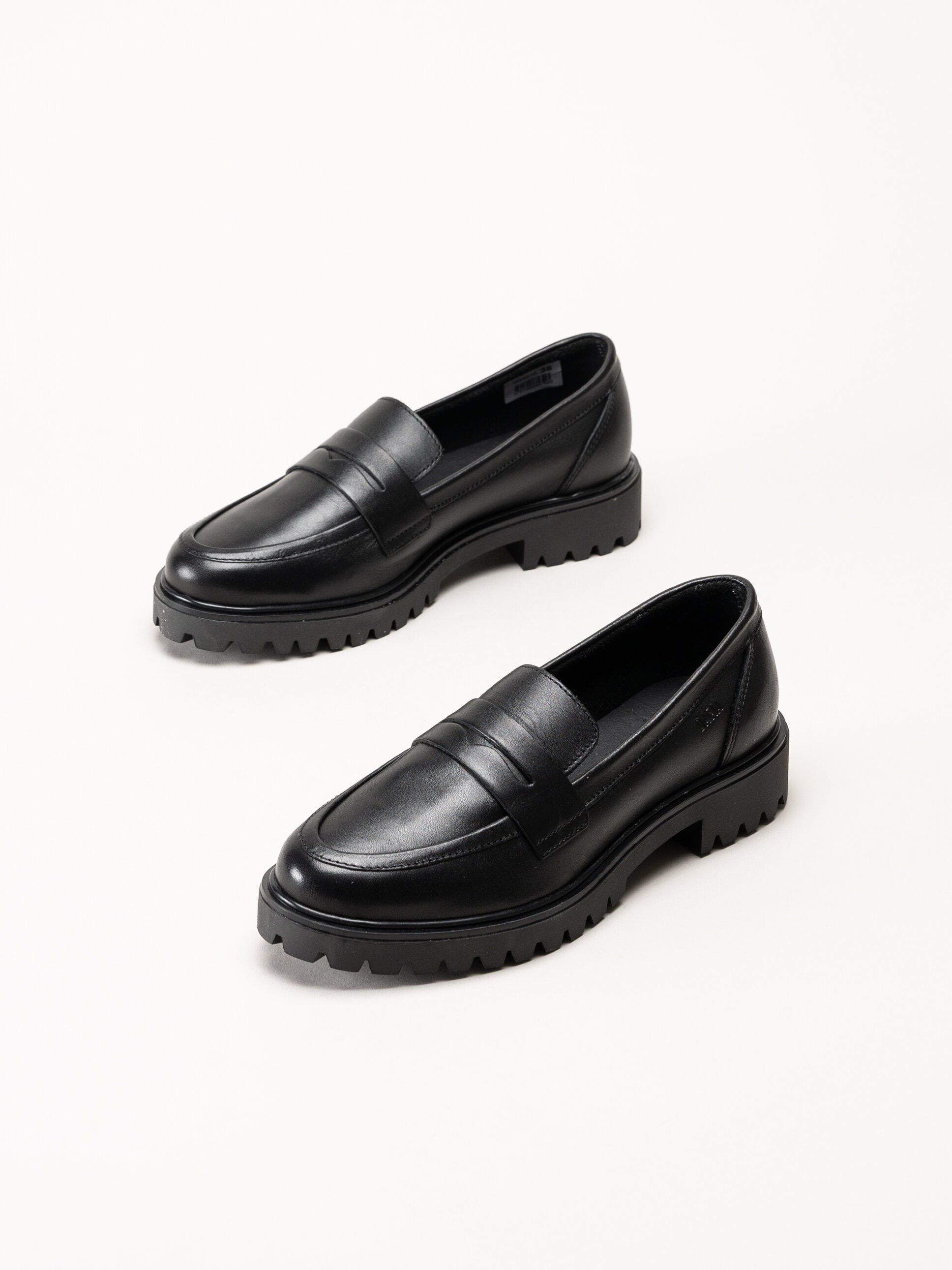 Dasia - Lita - Svarta pennyloafers i skinn