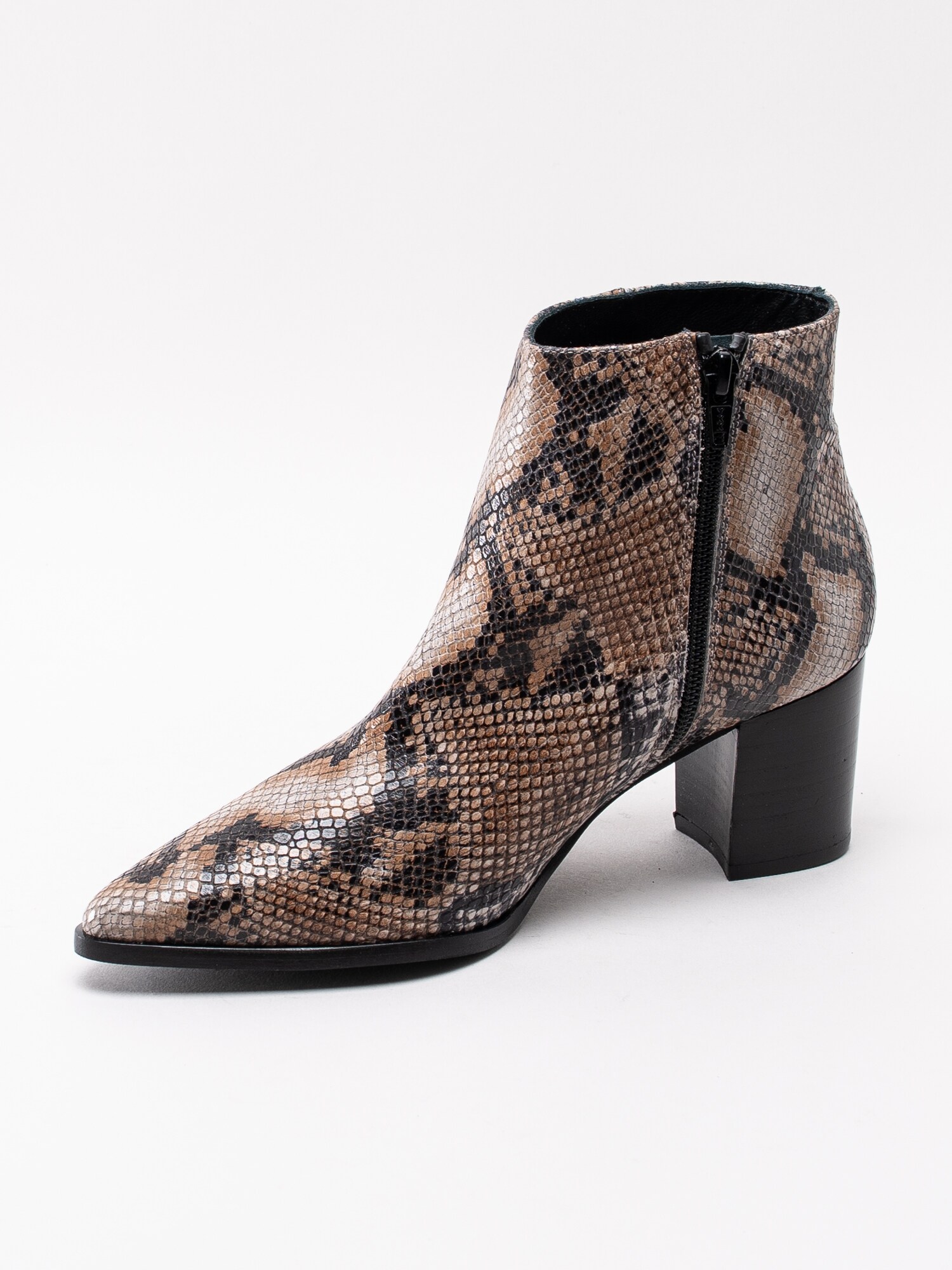 10193009 Copenhagen Shoes Lexa CS1651-194 bruna snake mönstrade boots med spetsig tå-2