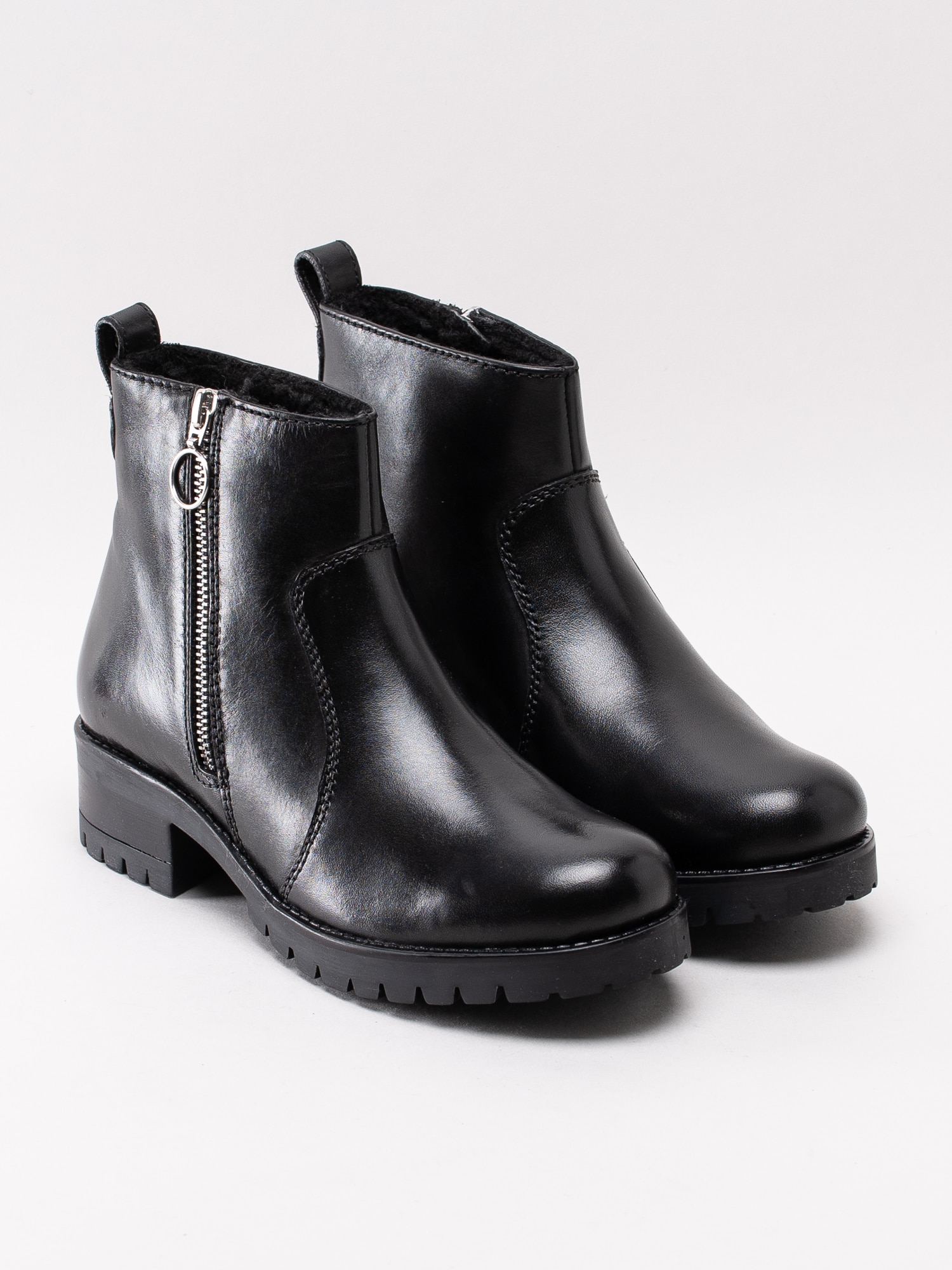 10193011 Copenhagen Shoes Merle Sport CS1923-001 svarta varmfodrade boots med silver zip-3