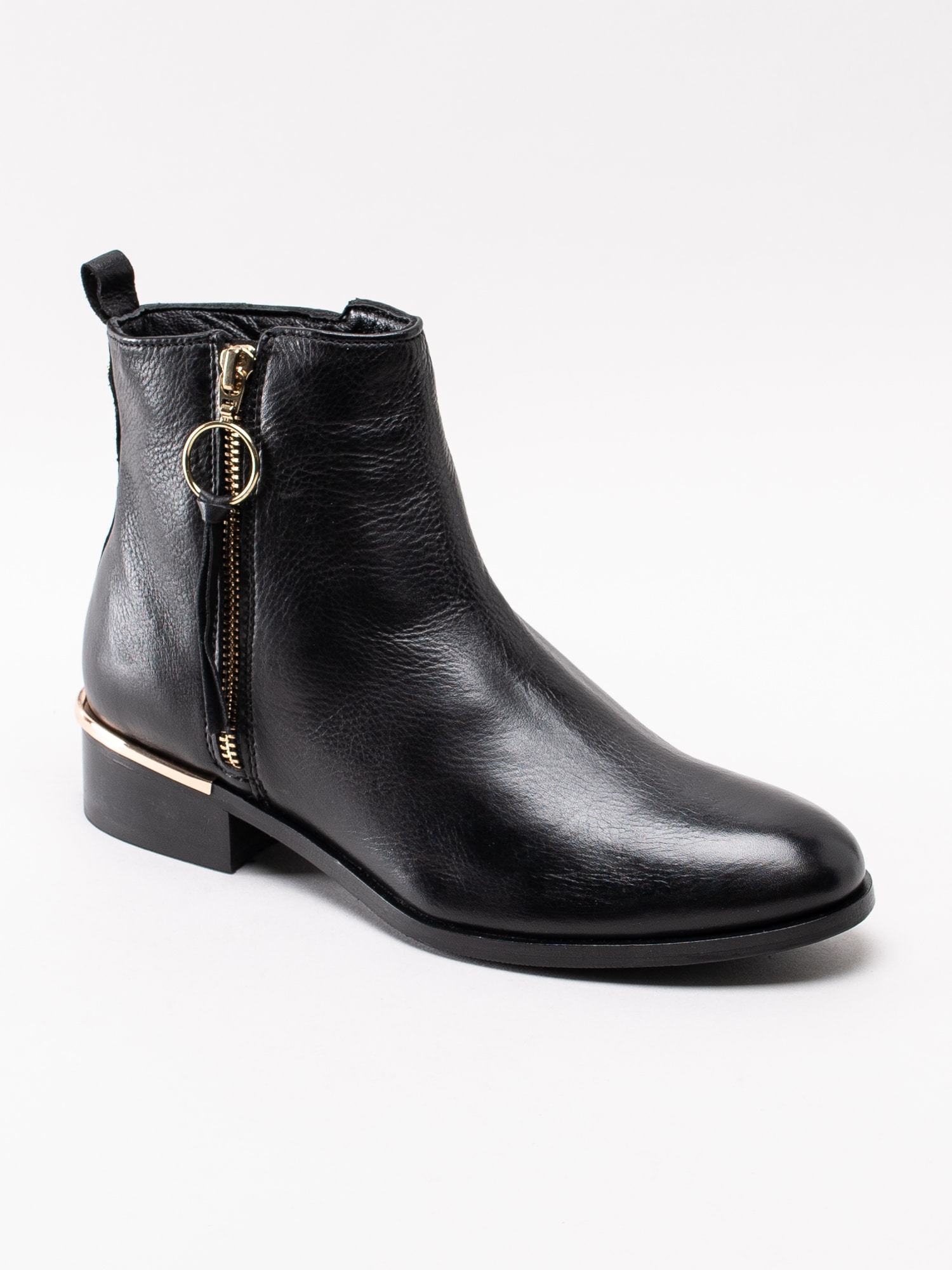 10193013 Copenhagen Shoes Fever CS1936-001 svarta boots med guld-zip och häljärn-1