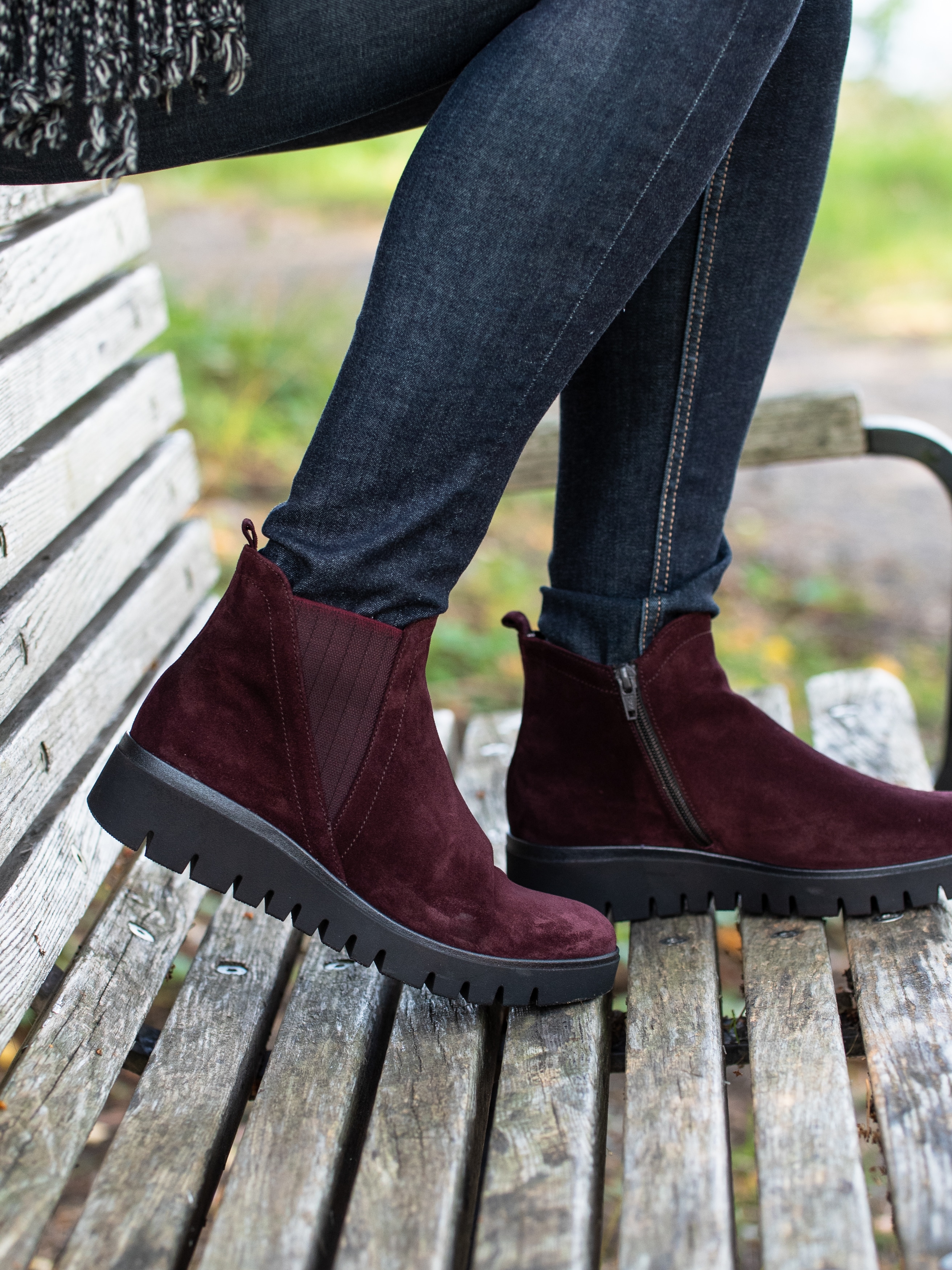 10193037 Gabor 32.851-48 mörkröda chelsea boots med kilklack-7