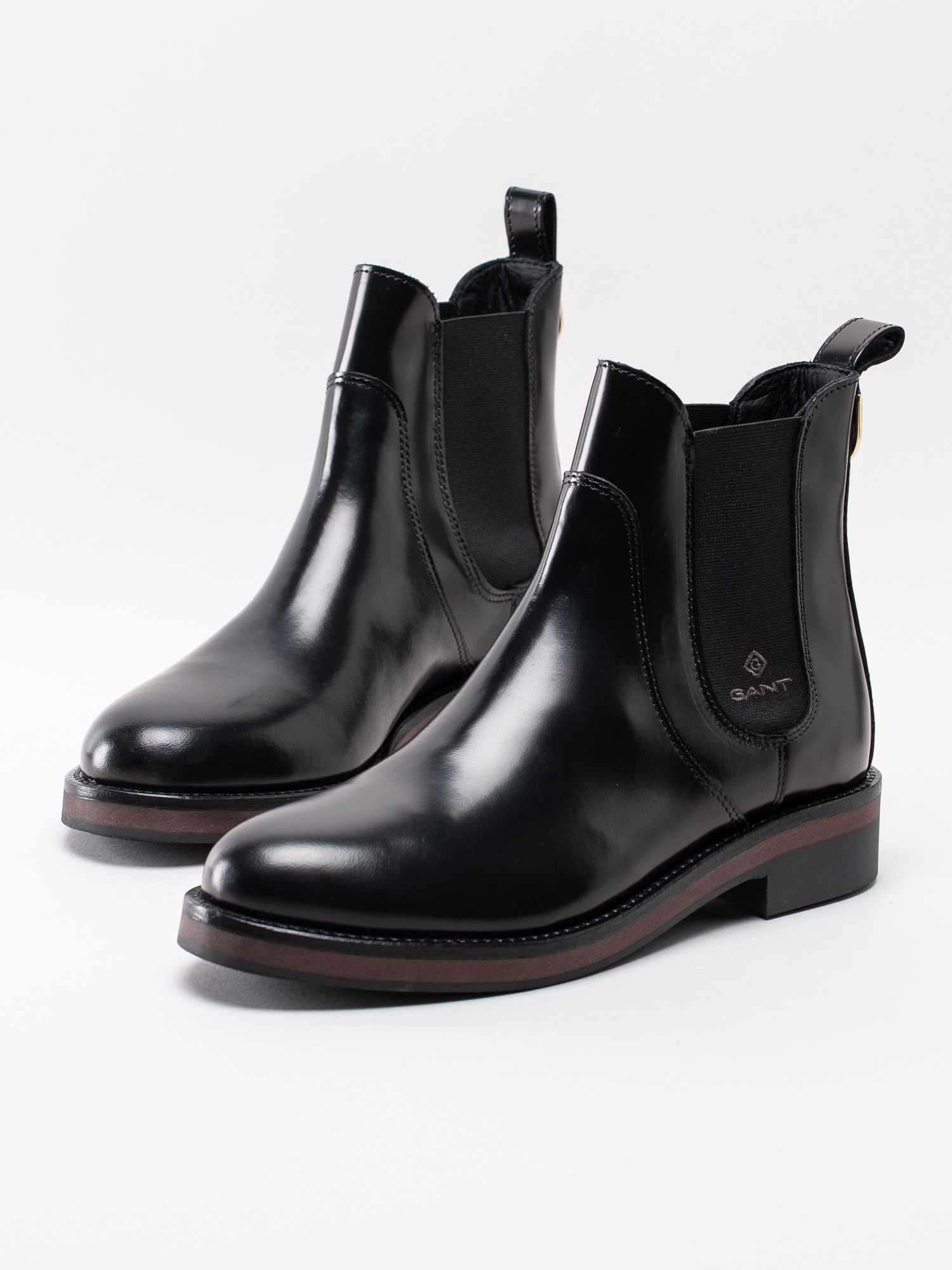 10193039 Gant Malin 19551907G10-G00 svarta polerade chelsea boots med logga-6