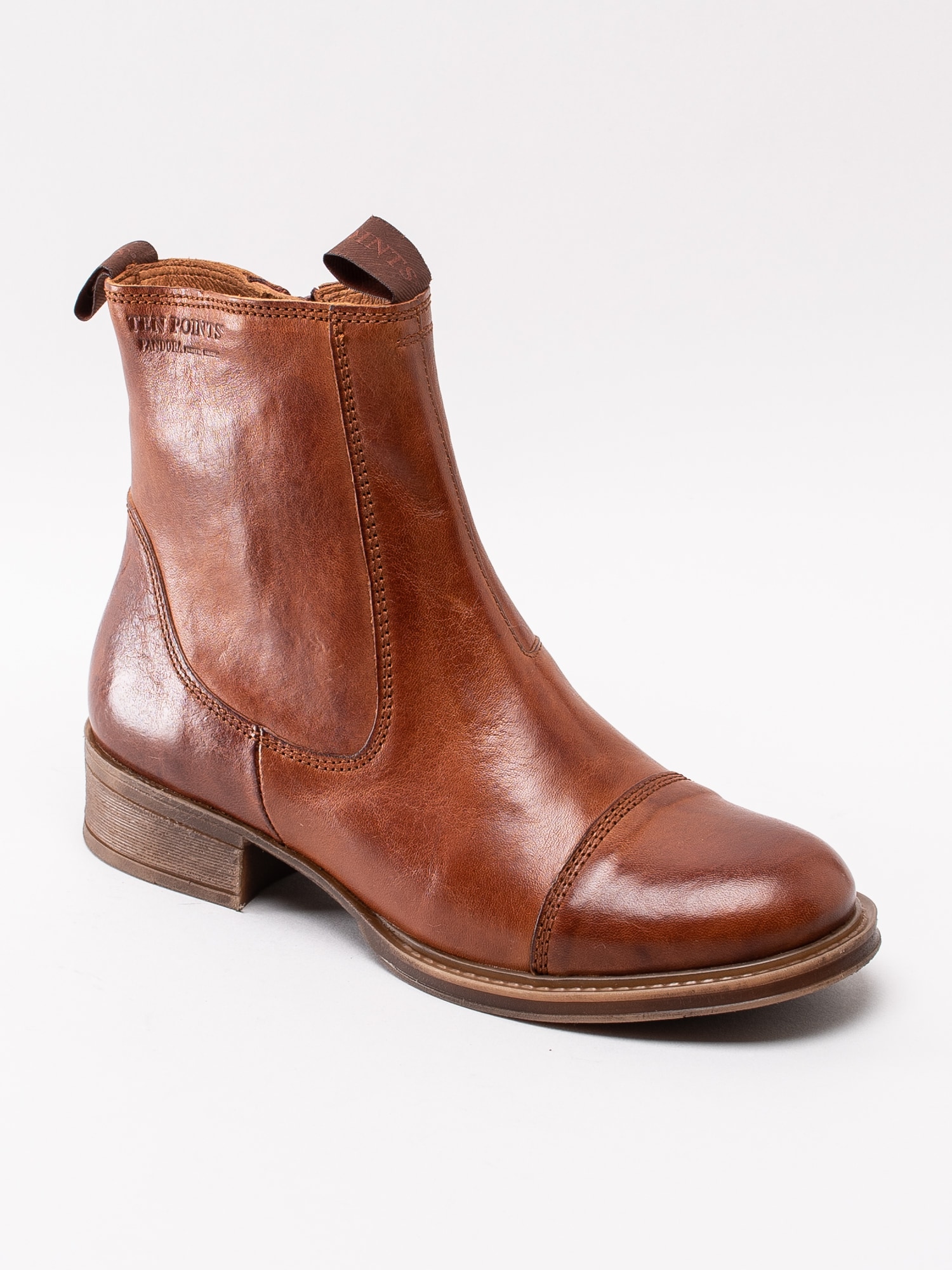 10193077 Ten Points Pandora 128014-319 cognac bruna chelsea boots med hällor-1