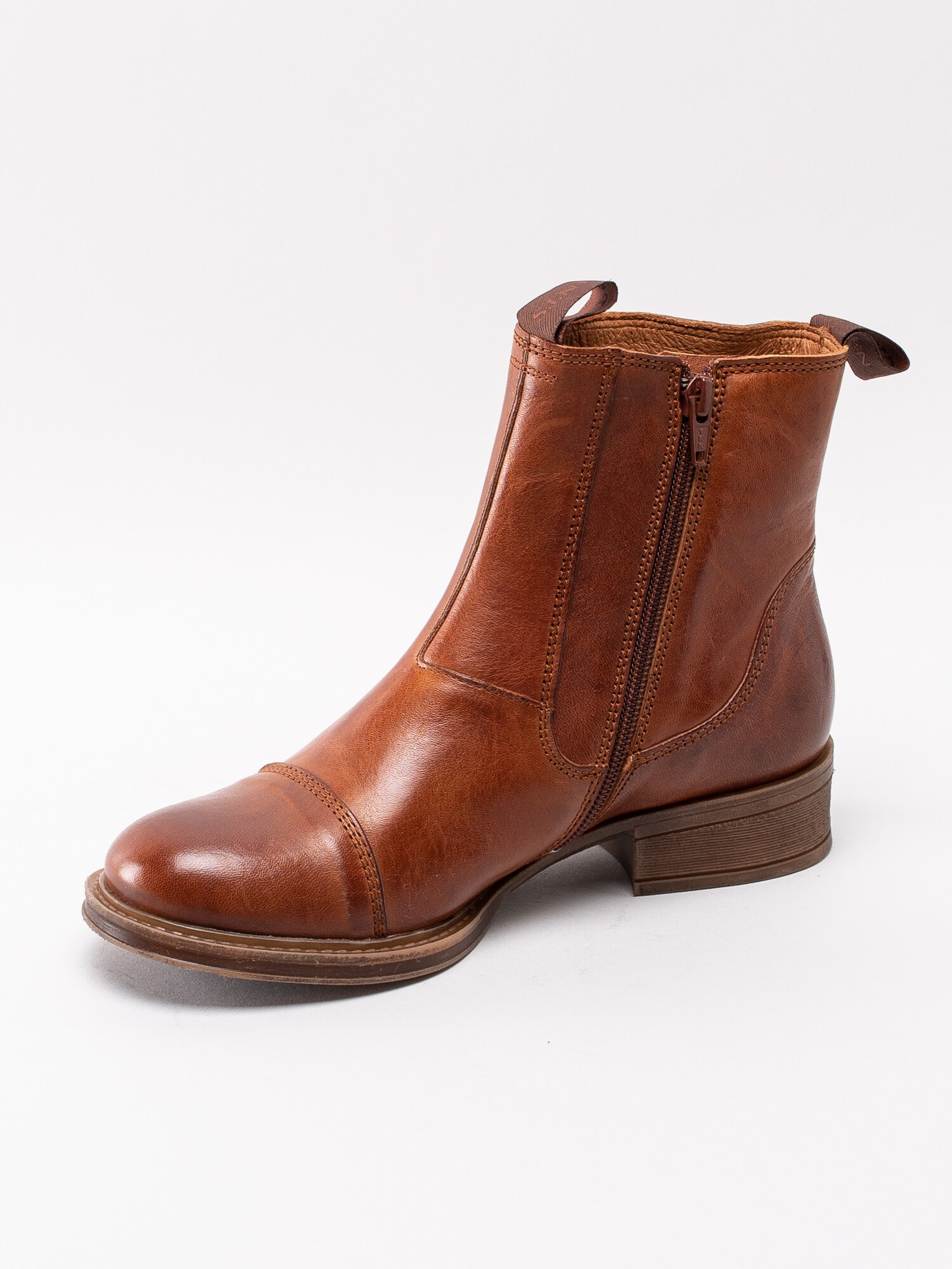 10193077 Ten Points Pandora 128014-319 cognac bruna chelsea boots med hällor-2