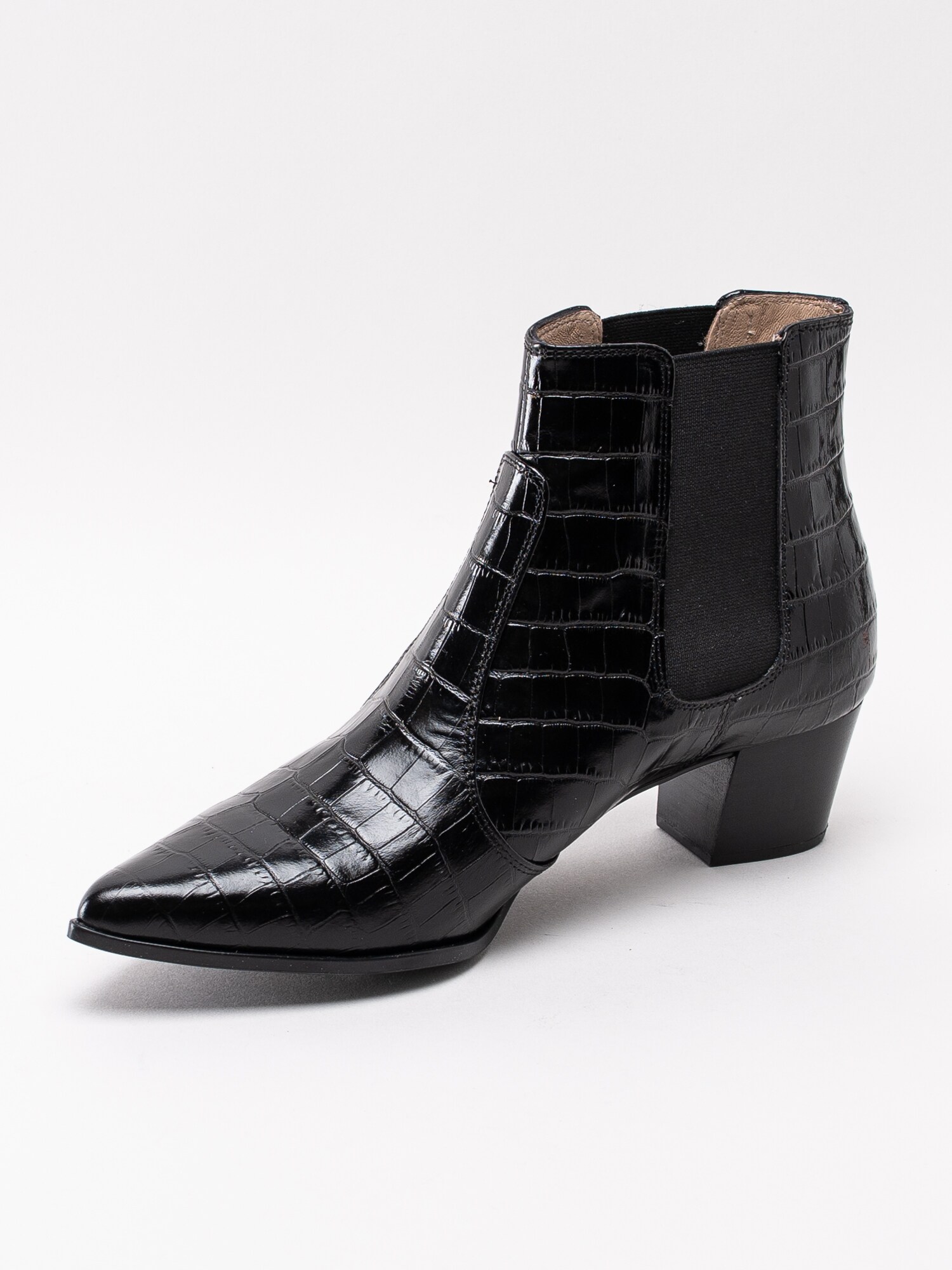 10193135 Unisa Jiste Black svarta boots med reptil print i polerat skinn-2