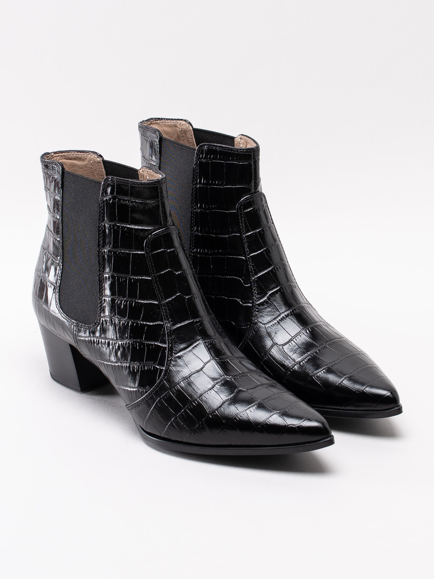 10193135 Unisa Jiste Black svarta boots med reptil print i polerat skinn-3