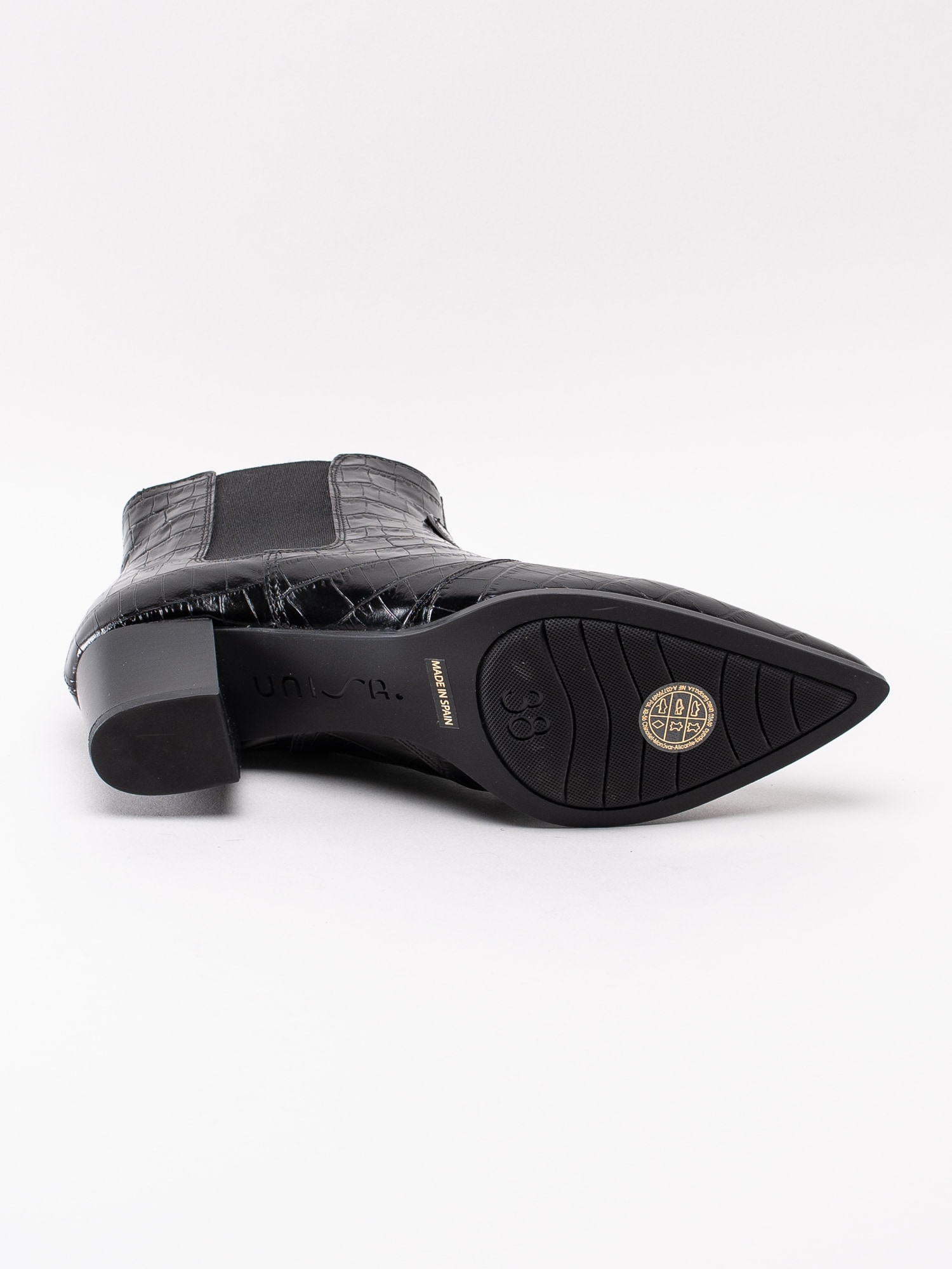 10193135 Unisa Jiste Black svarta boots med reptil print i polerat skinn-5