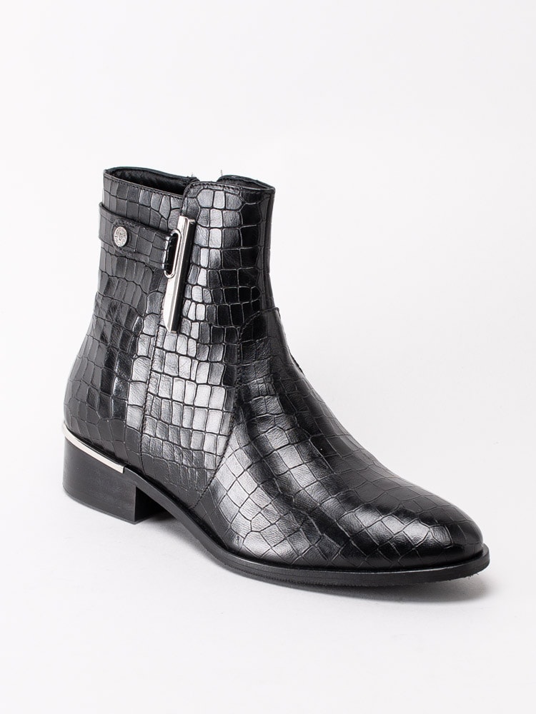 10203012 Copenhagen Shoes Allisa Crocco CS5230-001 Svarta boots med silverdetaljer-1