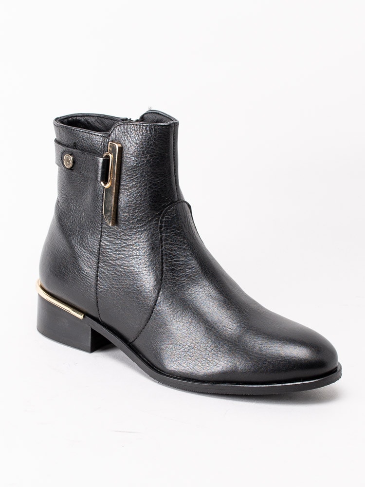 10203013 Copenhagen Shoes Allisa CS5231-001 Svarta boots i skinn med gulddetaljer-1