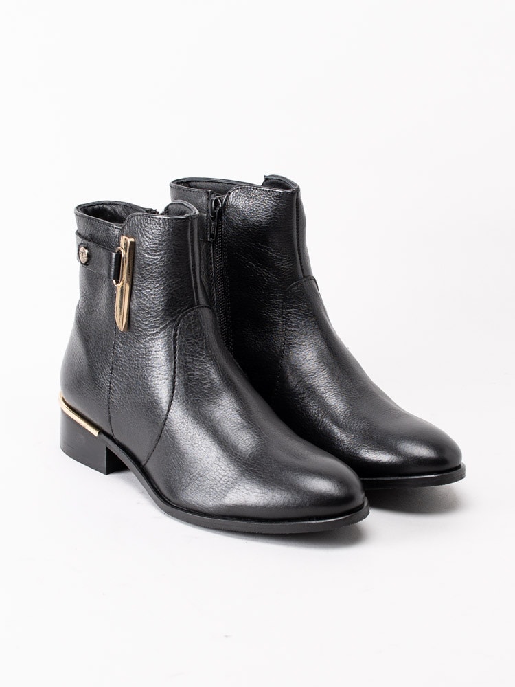 10203013 Copenhagen Shoes Allisa CS5231-001 Svarta boots i skinn med gulddetaljer-3
