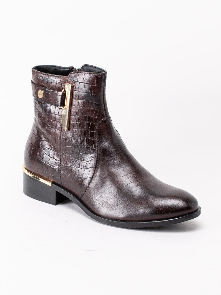 10203014 Copenhagen Shoes Allisa Croco CS5230-004 Bruna boots i kroko med gulddetaljer-1