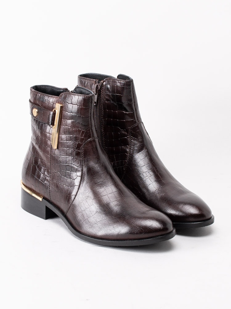 10203014 Copenhagen Shoes Allisa Croco CS5230-004 Bruna boots i kroko med gulddetaljer-3