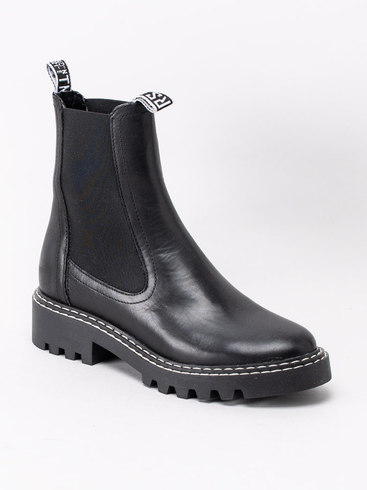 10203162 Tamaris 1-25455-25-001 Black Svarta boots i skinn med vita detaljer-1
