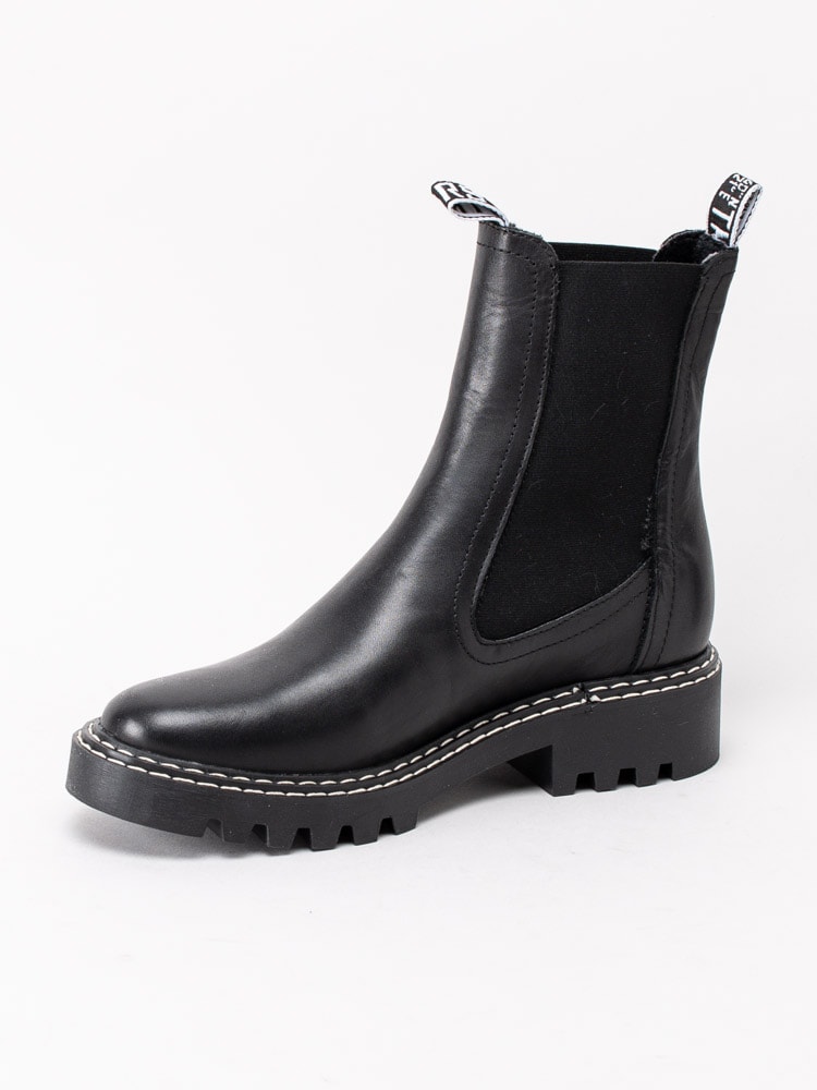 10203162 Tamaris 1-25455-25-001 Black Svarta boots i skinn med vita detaljer-2