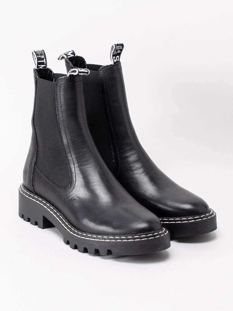 10203162 Tamaris 1-25455-25-001 Black Svarta boots i skinn med vita detaljer-3