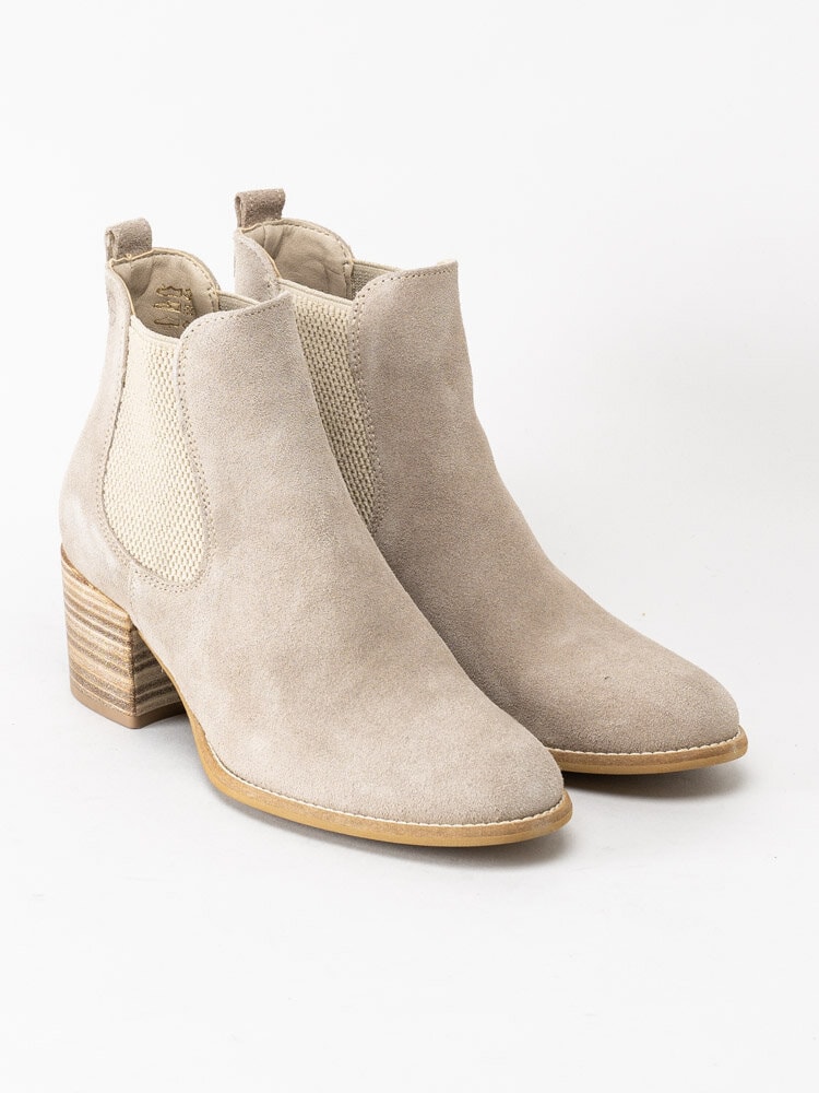 Tamaris - Beige boots i mocka