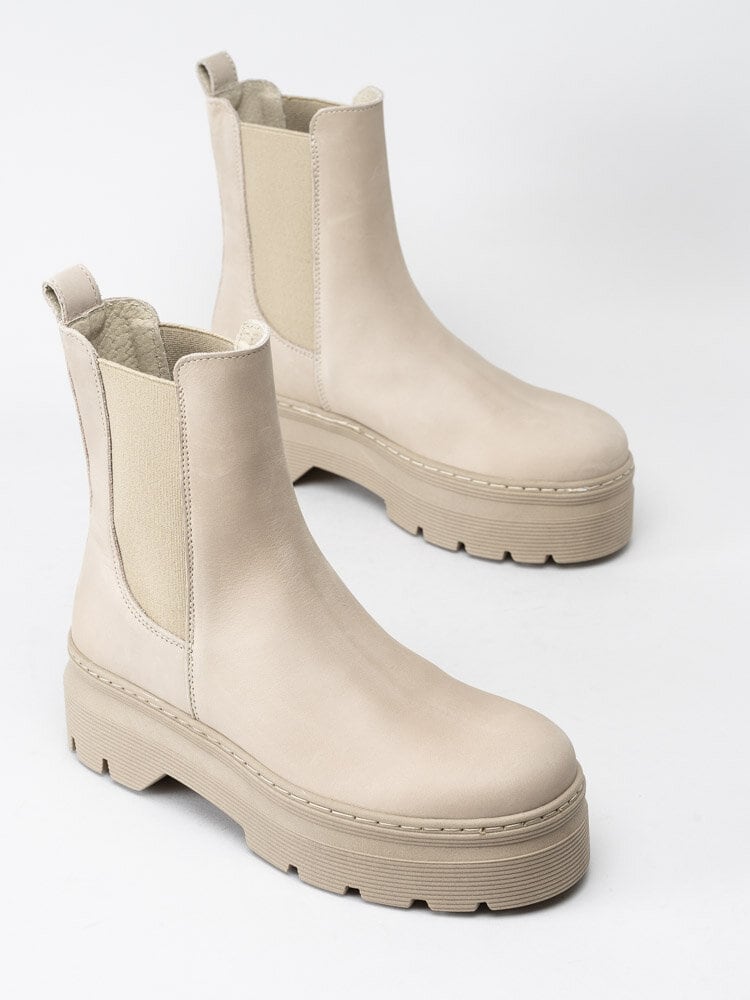 Pavement - Viola - Beige höga boots i skinn