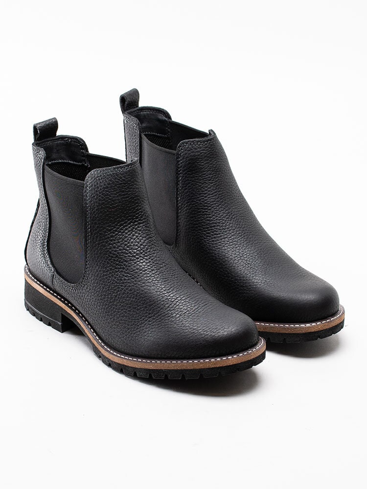 Ecco - Elaine - Svarta chelsea boots med narvat skinn