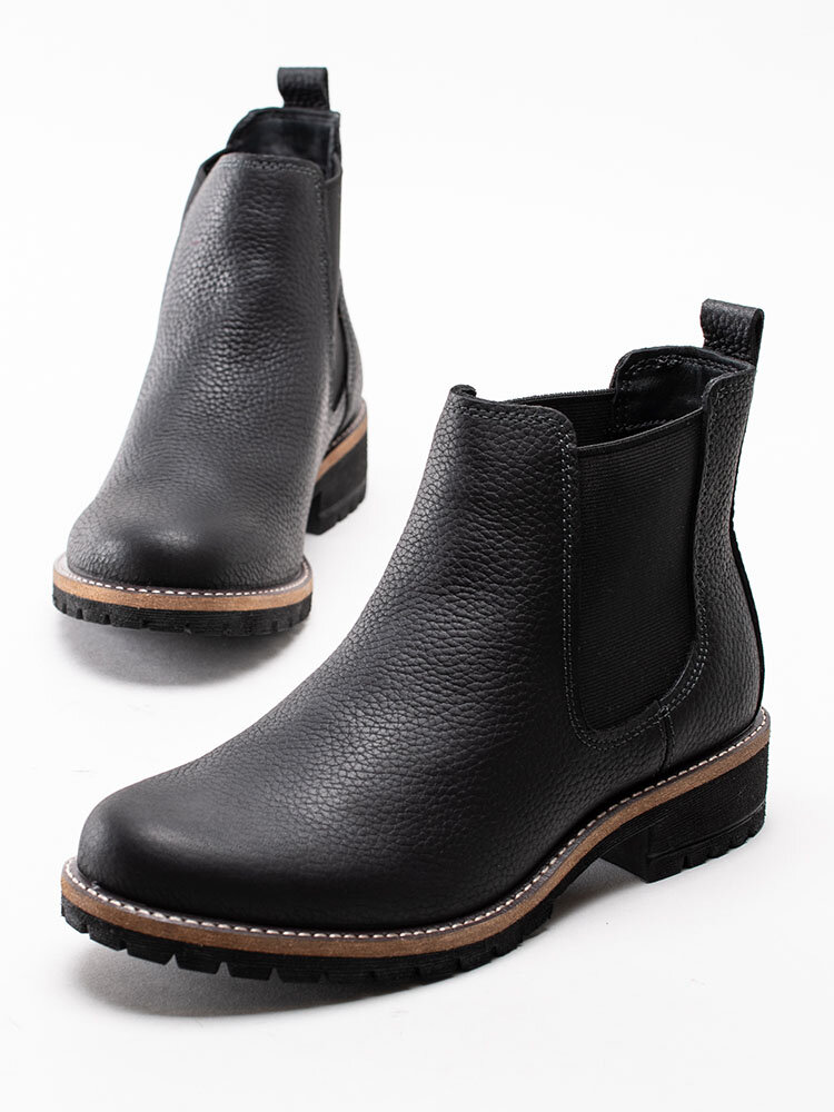 Ecco - Elaine - Svarta chelsea boots med narvat skinn