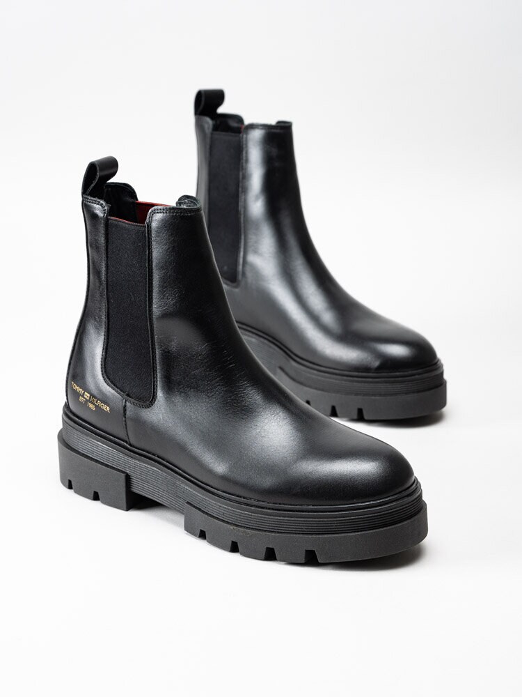 Tommy Hilfiger - Monochromatic Chelsea - Svarta chelsea boots i skinn