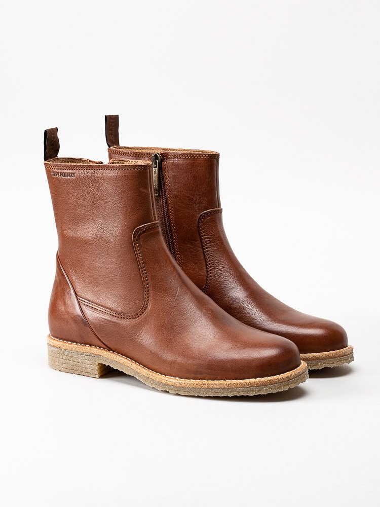 Ten Points - Astrid - Ljusbruna boots i skinn