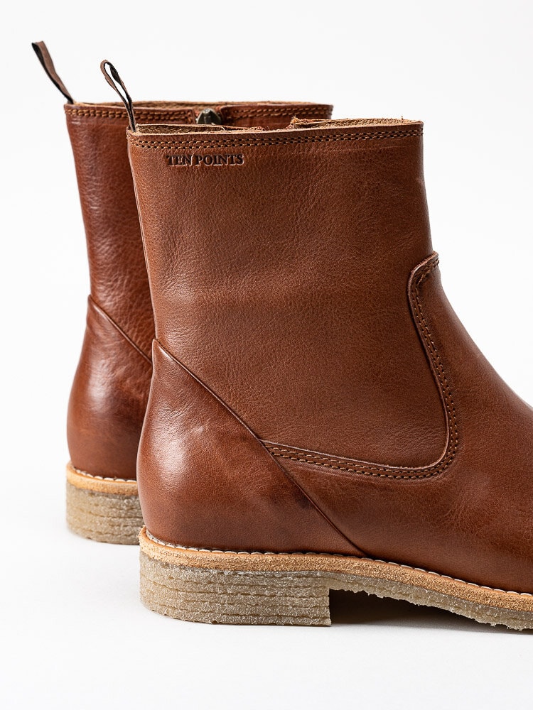 Ten Points - Astrid - Ljusbruna boots i skinn