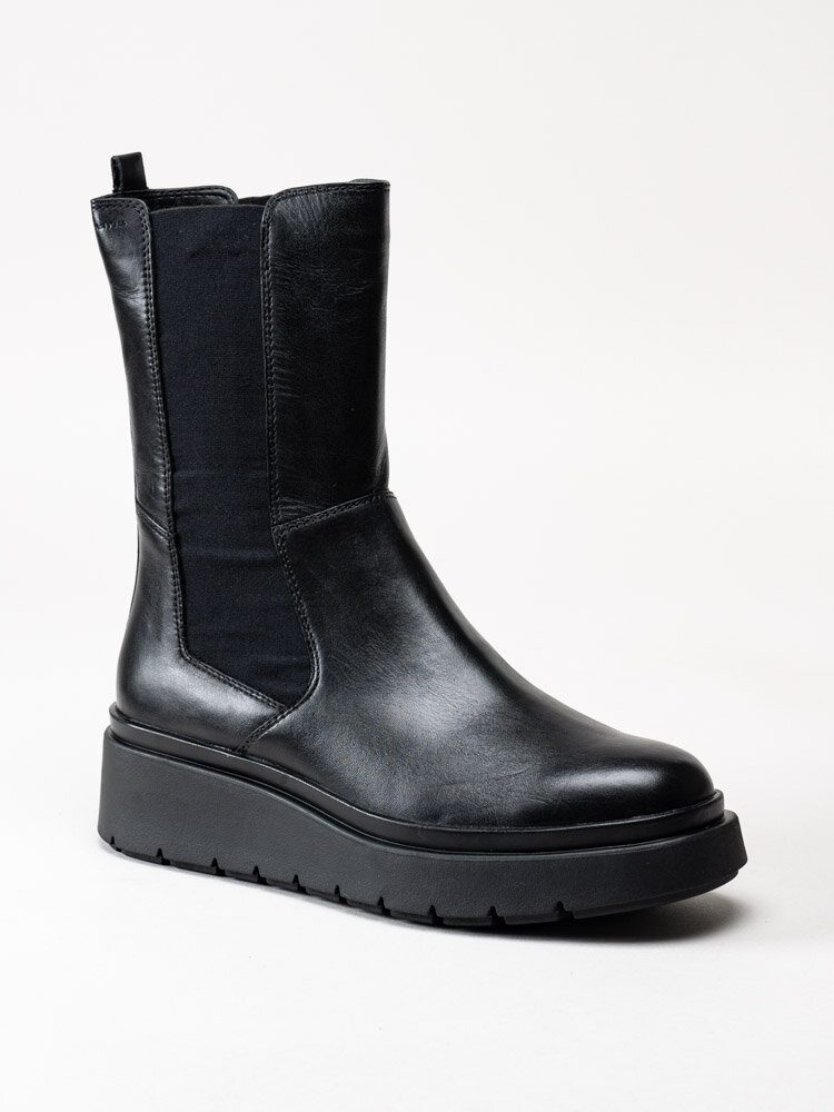 Tamaris - Svarta kilklackade boots i skinn