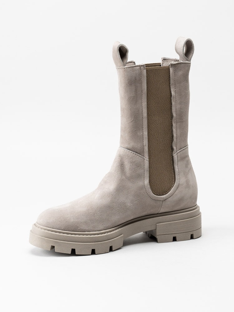 Mjus - Beige höga boots i mocka