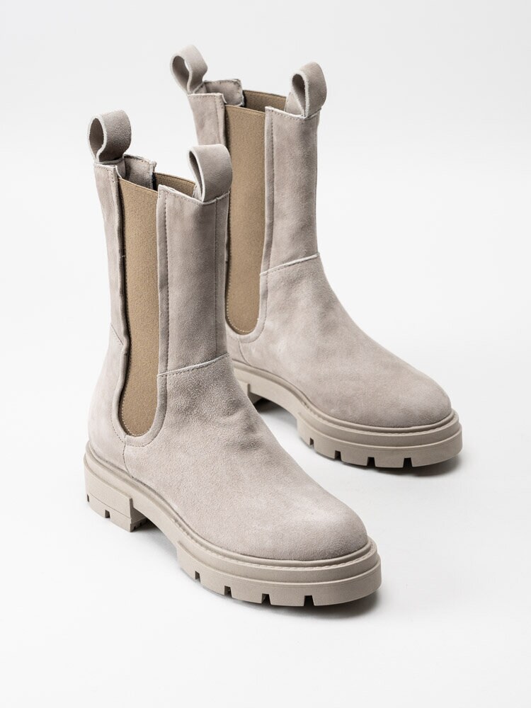 Mjus - Beige höga boots i mocka