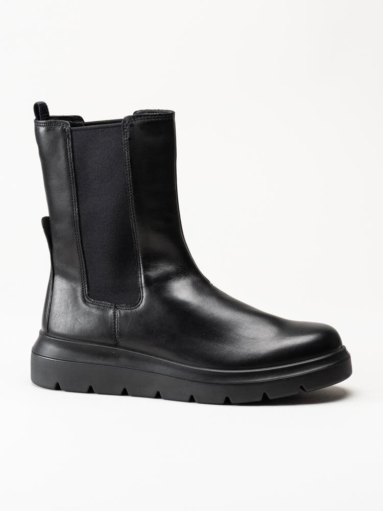 Ecco - Nouvelle - Svarta höga chelsea boots i skinn