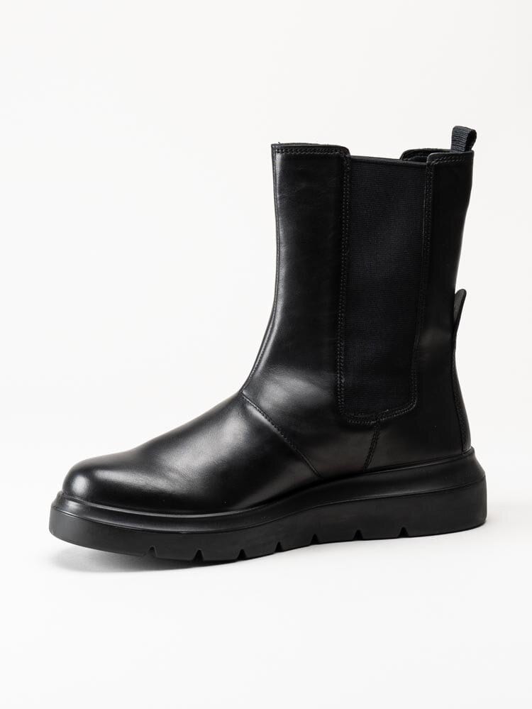 Ecco - Nouvelle - Svarta höga chelsea boots i skinn
