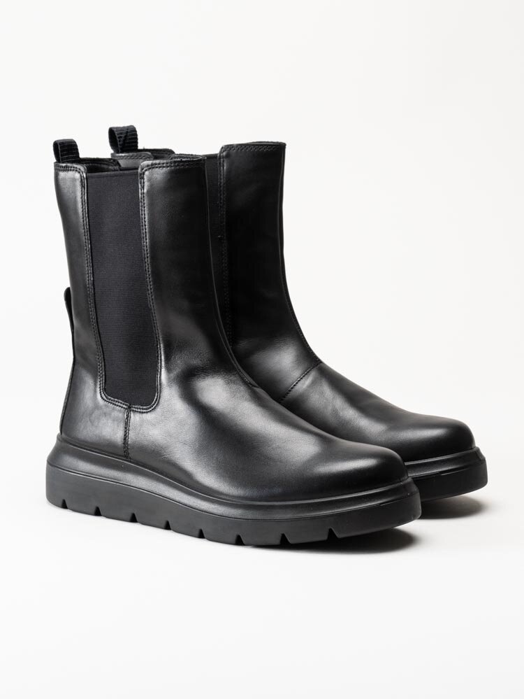 Ecco - Nouvelle - Svarta höga chelsea boots i skinn