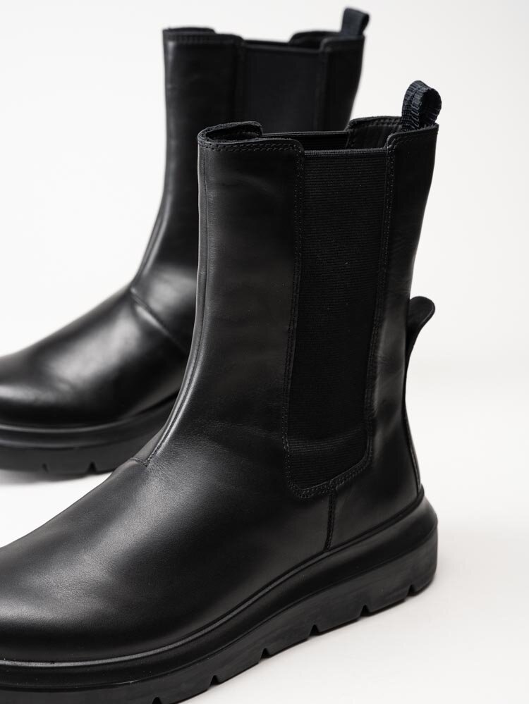 Ecco - Nouvelle - Svarta höga chelsea boots i skinn