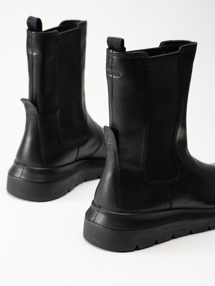 Ecco - Nouvelle - Svarta höga chelsea boots i skinn