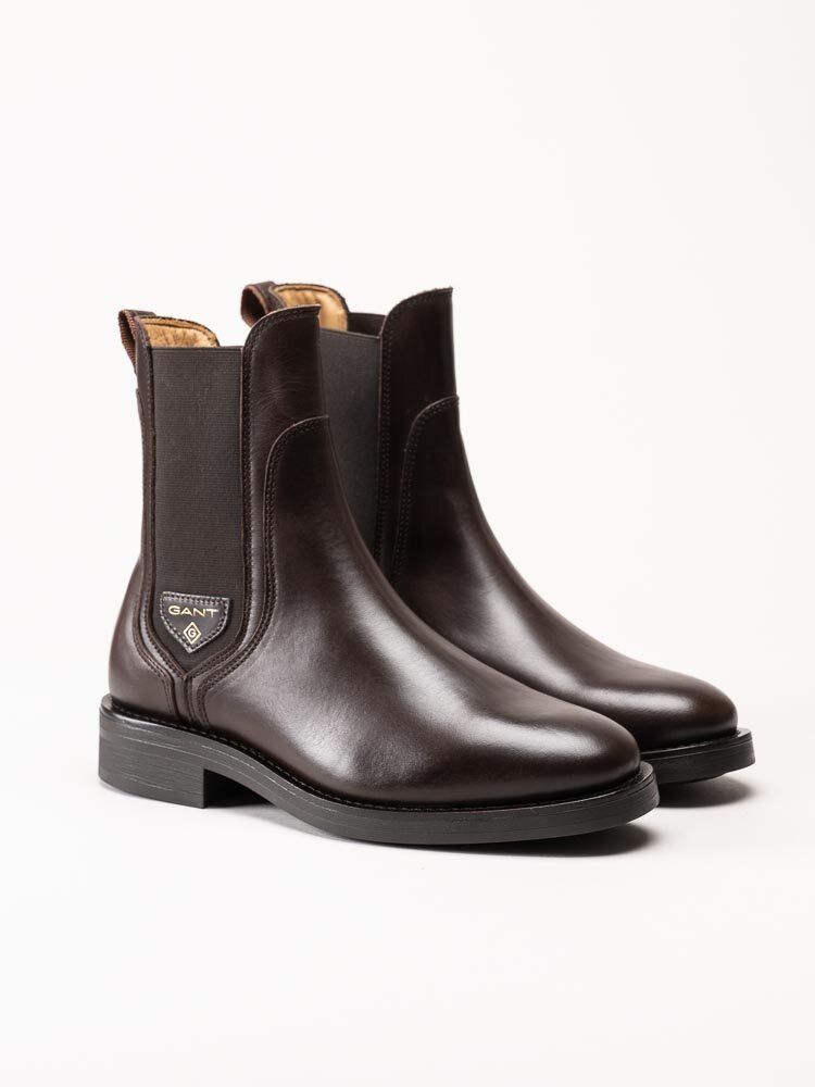 Gant Footwear - Aimlee - Mörkbruna chelsea boots i skinn