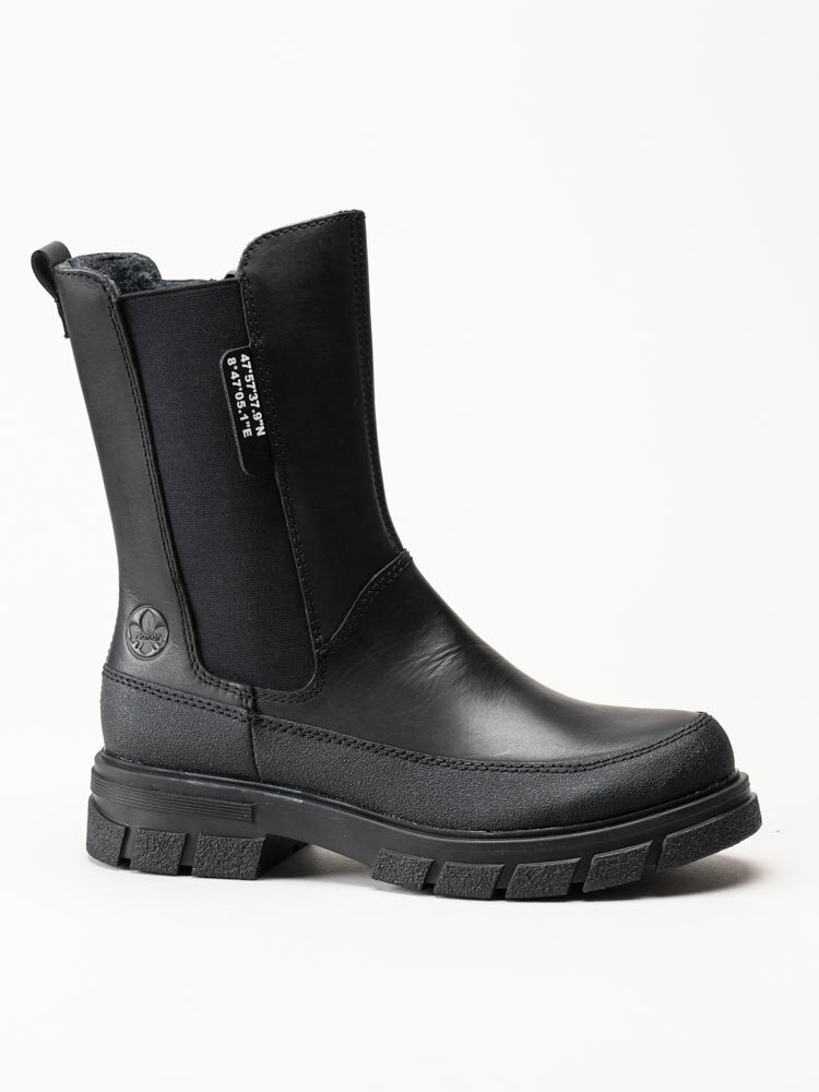 Rieker - Svarta höga chelsea boots i skinn