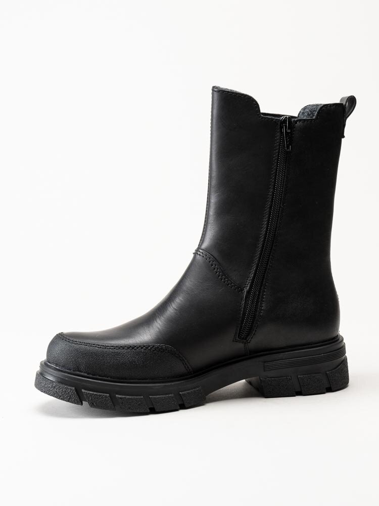 Rieker - Svarta höga chelsea boots i skinn
