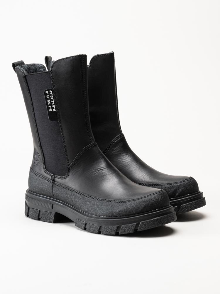 Rieker - Svarta höga chelsea boots i skinn