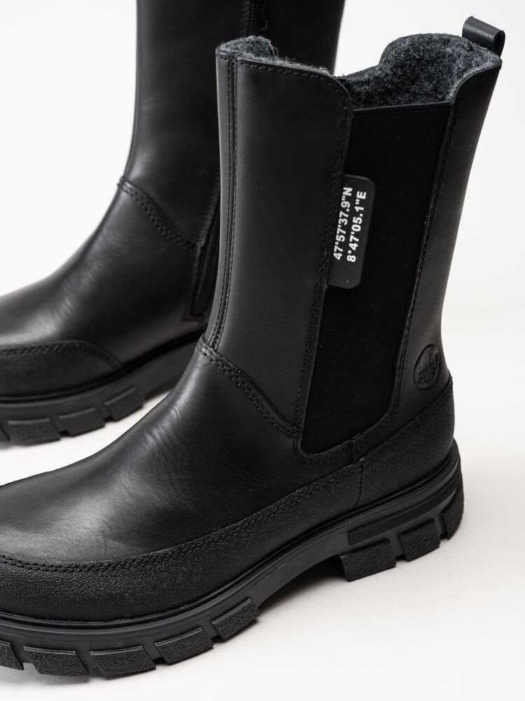 Rieker - Svarta höga chelsea boots i skinn