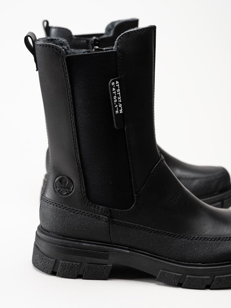 Rieker - Svarta höga chelsea boots i skinn