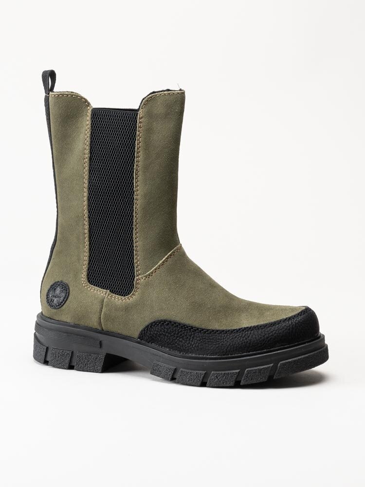 Rieker - Gröna höga chelsea boots i mocka