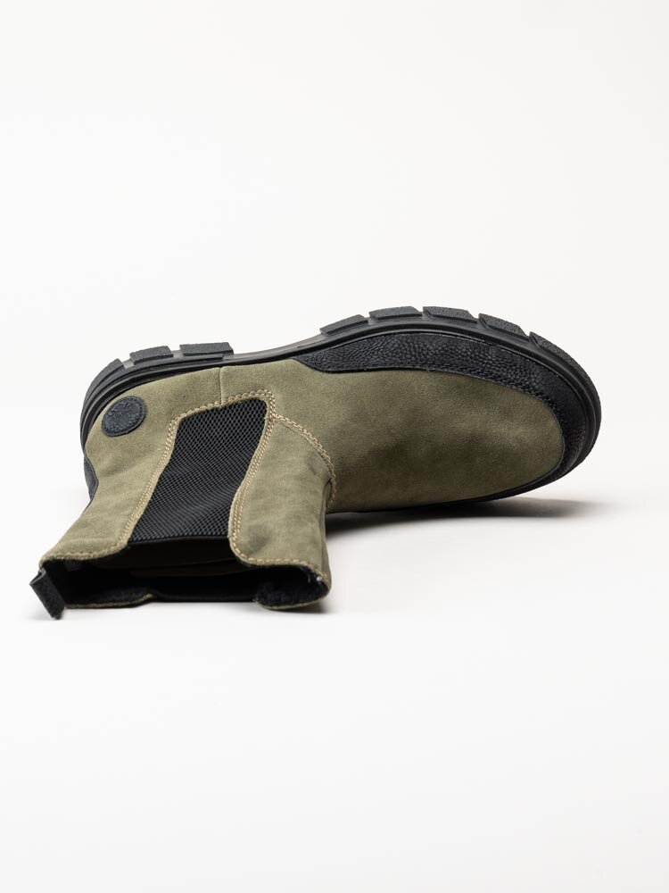 Rieker - Gröna höga chelsea boots i mocka