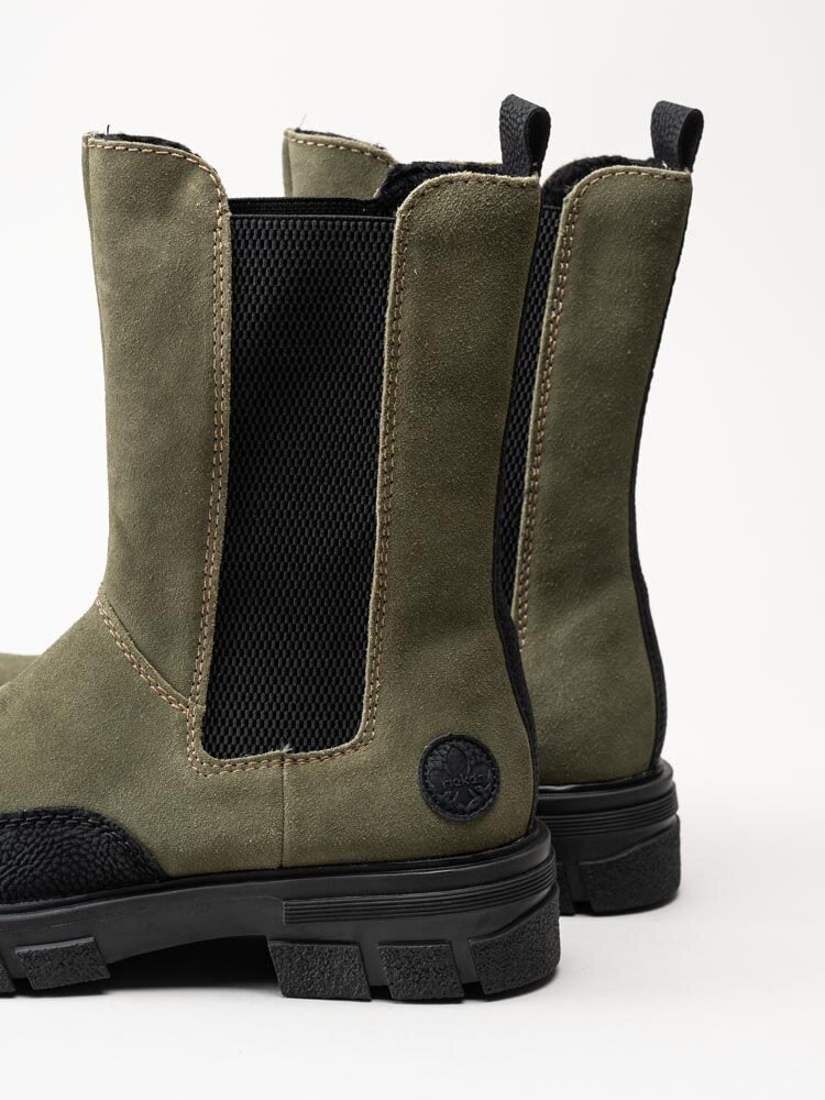 Rieker - Gröna höga chelsea boots i mocka