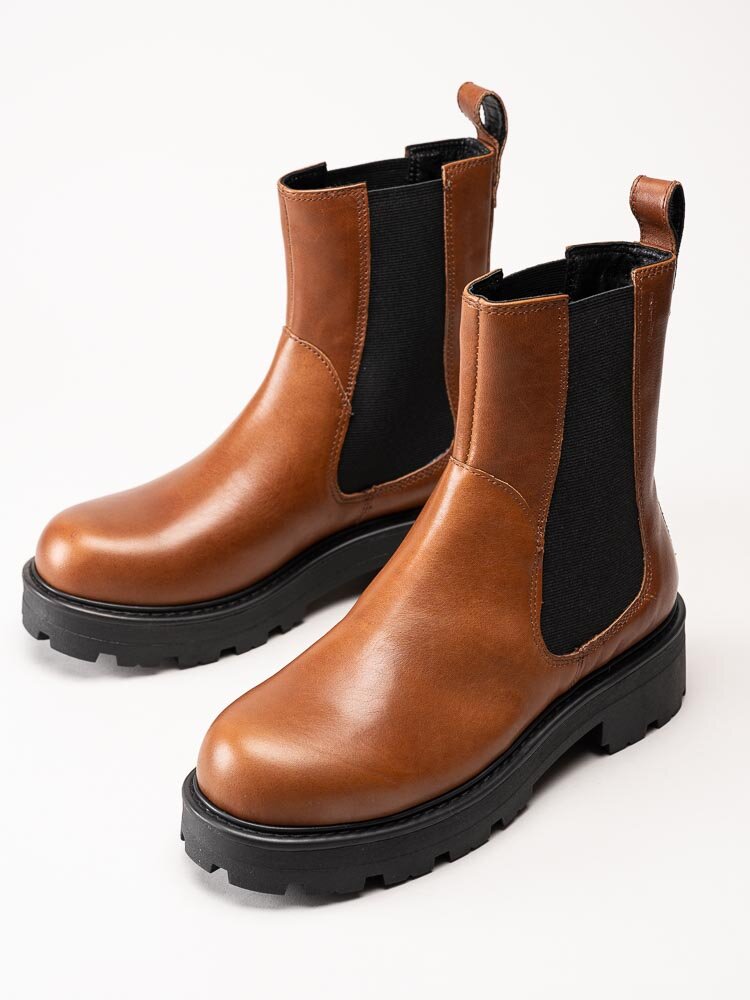 Vagabond - Cosmo 2.0 - Ljusbruna höga chelsea boots i skinn