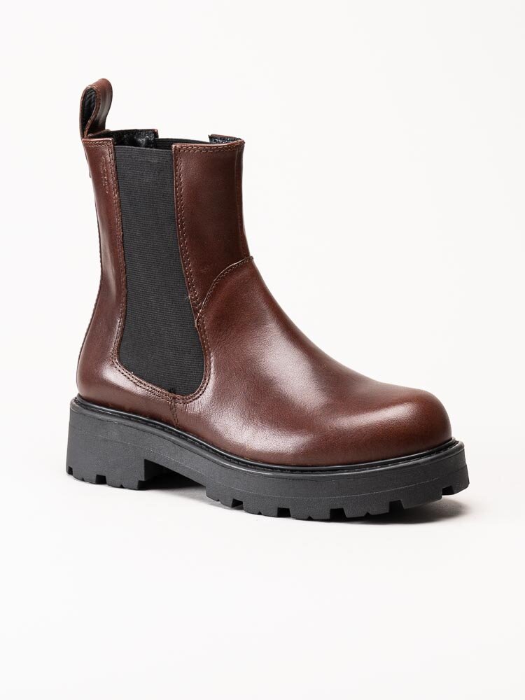 Vagabond - Cosmo 2.0 - Bruna höga chelsea boots i skinn