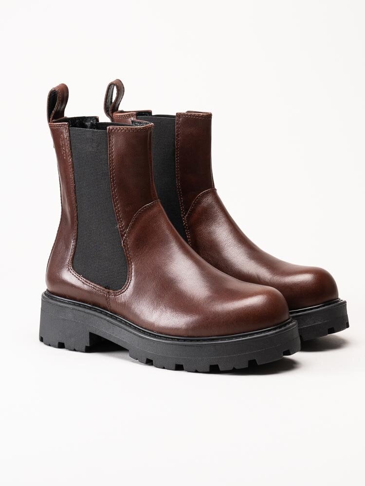 Vagabond - Cosmo 2.0 - Bruna höga chelsea boots i skinn